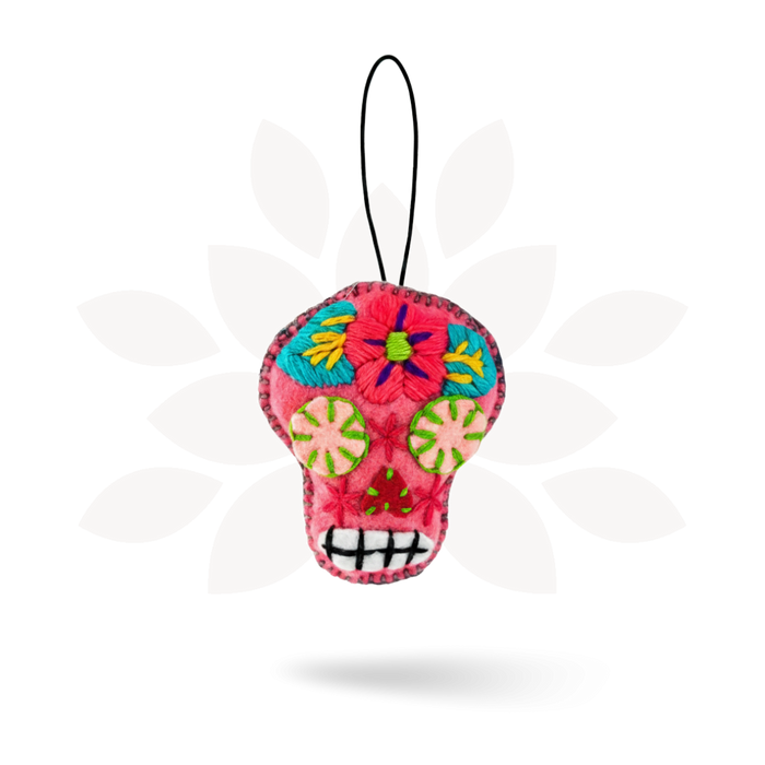 Hand-Embroidered Sugar Skull Ornament - Mexico