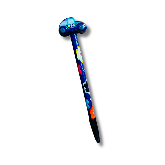 Hand-Painted VW Bug Ceramic Car Ink Pen | Van Flower Pen - Mexico