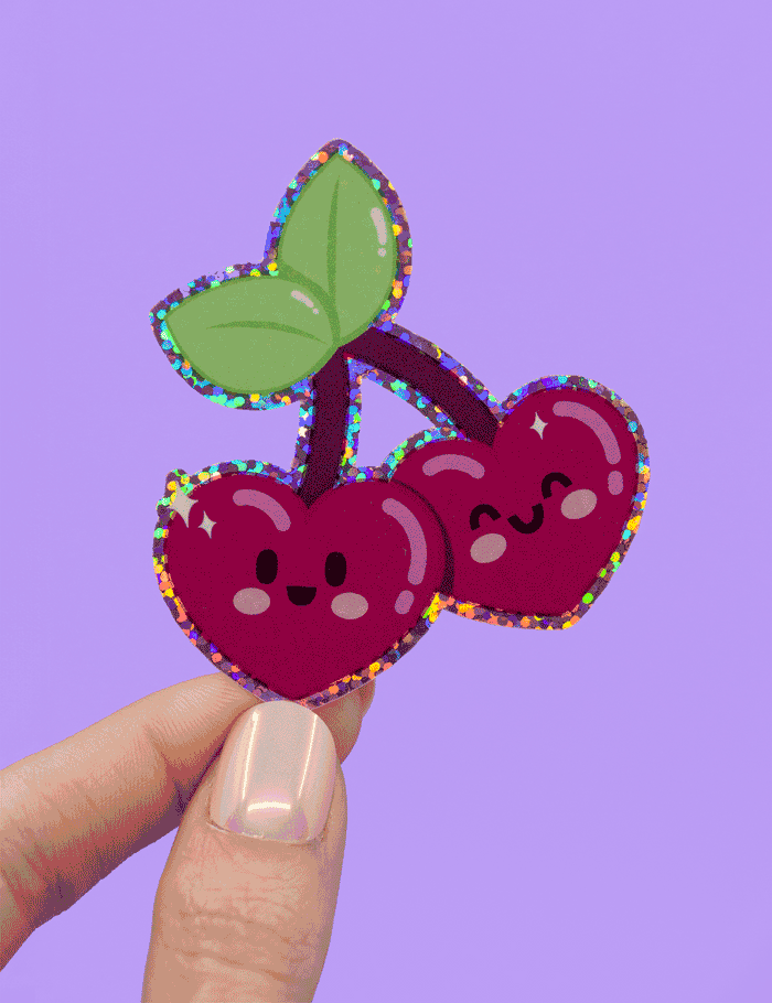 Happy Cherries glitter sticker
