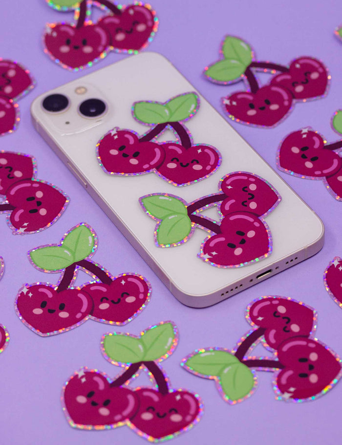 Happy Cherries glitter sticker