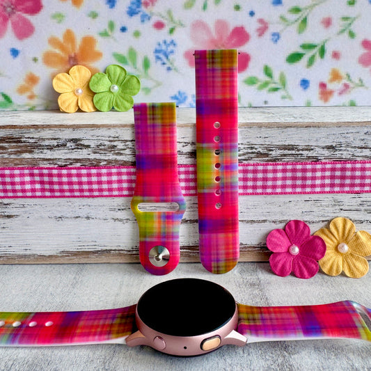 Hazy Tartan Print Silicone Band For Samsung Watch