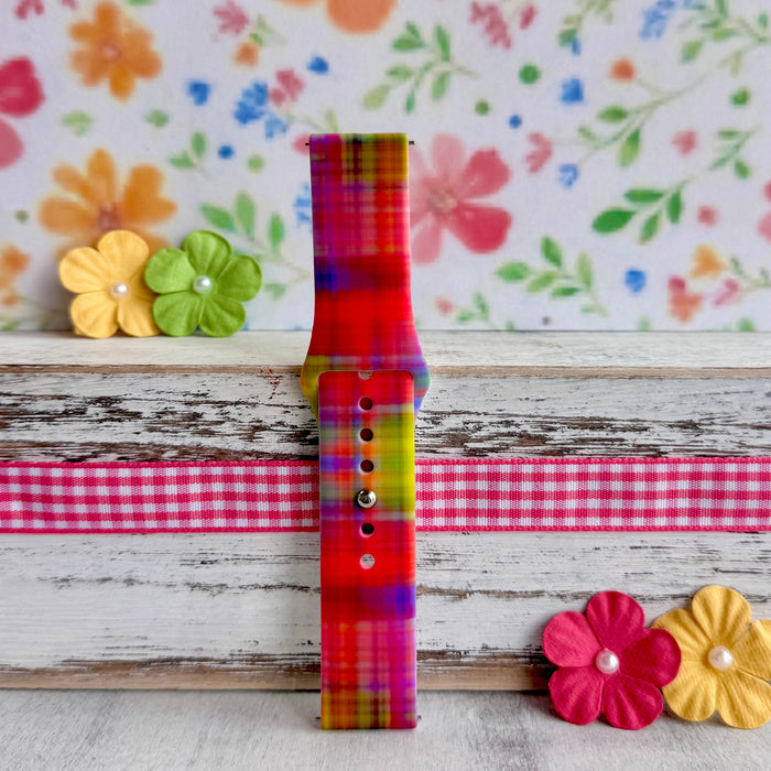 Hazy Tartan Print Silicone Band For Samsung Watch