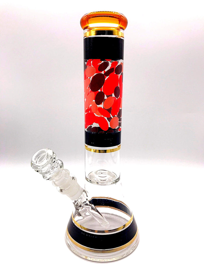 Smoke Station Water Pipe Orange-Red Heady Beaker with Ice Catch