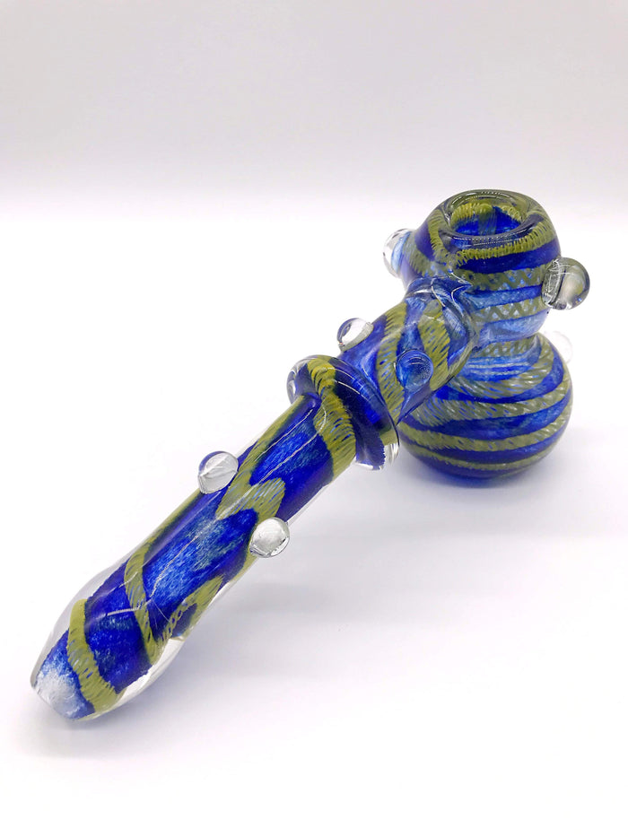 Smoke Station Hand Pipe Green-Swirl Heady Full-Color Hammer Bubbler