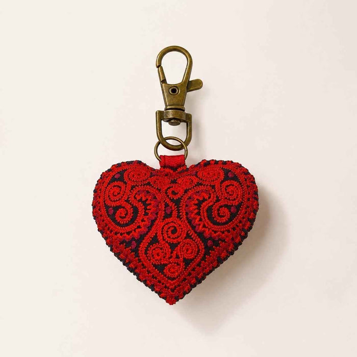 Heart Hmong Embroidered Zipper Pull | Keychain - Thailand