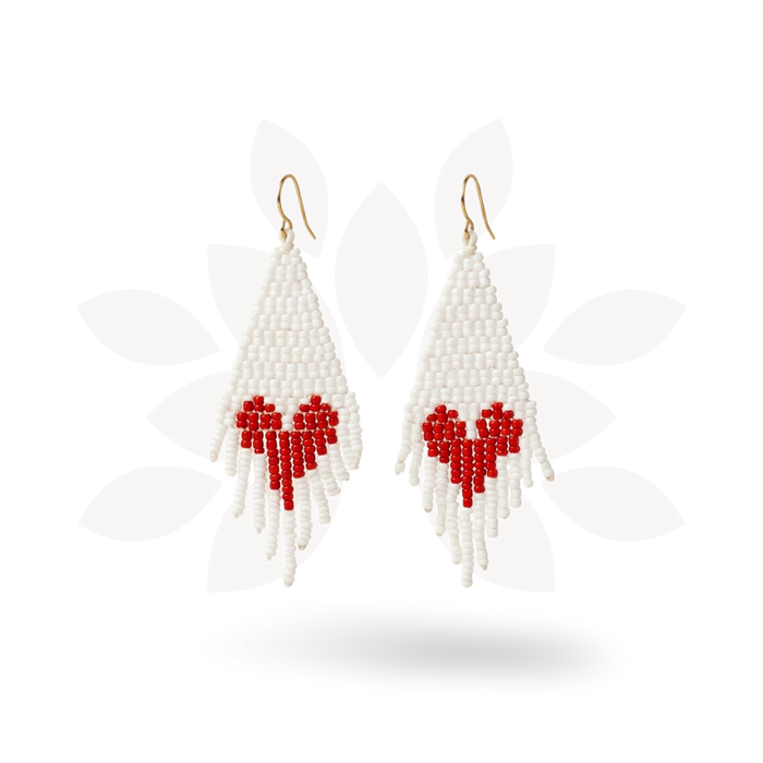 Heartfelt Valentine's Day Seed Bead Earrings - Thailand