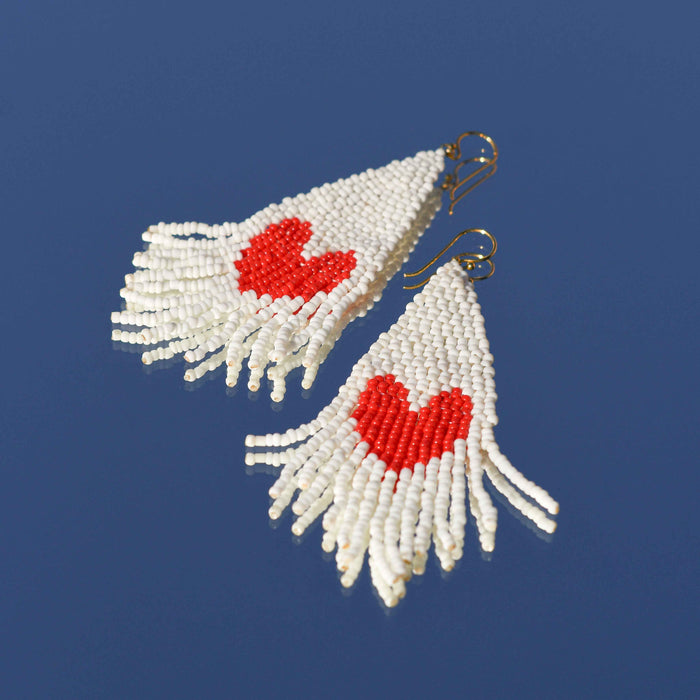 Heartfelt Valentine's Day Seed Bead Earrings - Thailand