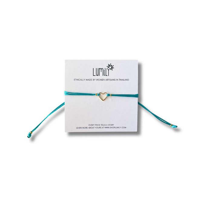 Heartstring Love Non-Tarnish Brass Heart Bracelet - Thailand