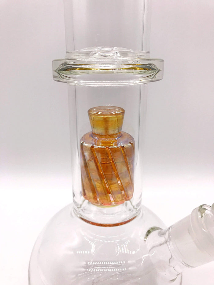 Smoke Station Water Pipe High Caliber American Gold Fumed Double Matrix Perc Beaker