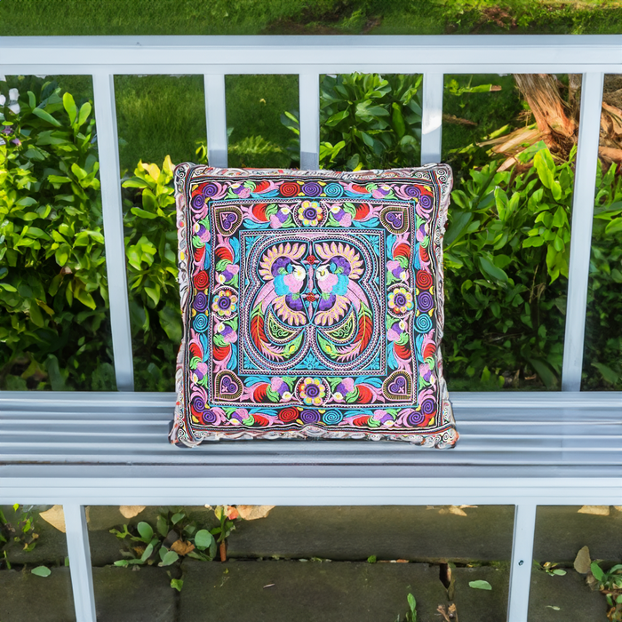 Hmong Bird Embroidered Pillow Cover - Thailand