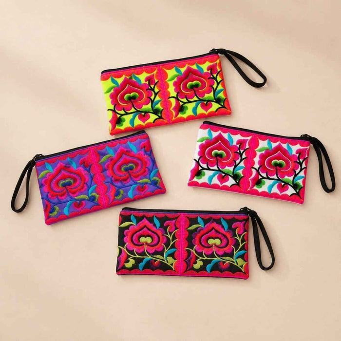 Hmong Embroidered Wristlet Clutch – Fair Trade Handmade Pouch - Thailand