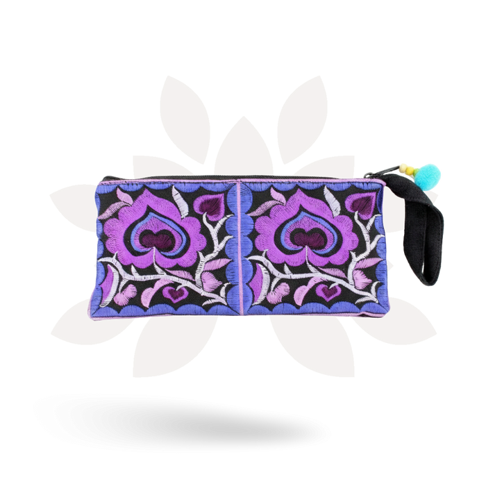 Hmong Embroidered Wristlet Clutch – Fair Trade Handmade Pouch - Thailand