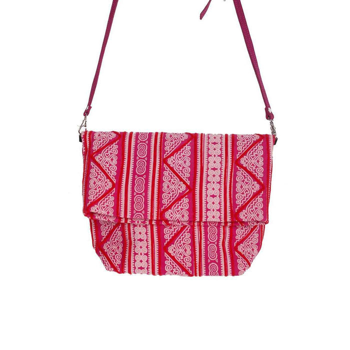 Hmong Fold Over Sling Yarn Crossbody Bag - Thailand