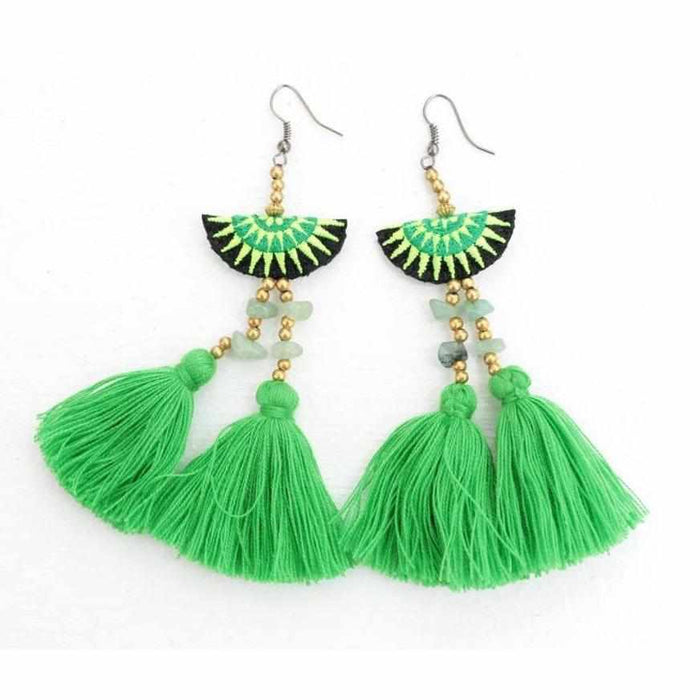 Hmong Stars Tassel Earrings - Thailand