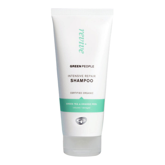 Tube of Green People Intensive Repair Shampoo 200ml tube on a white background.