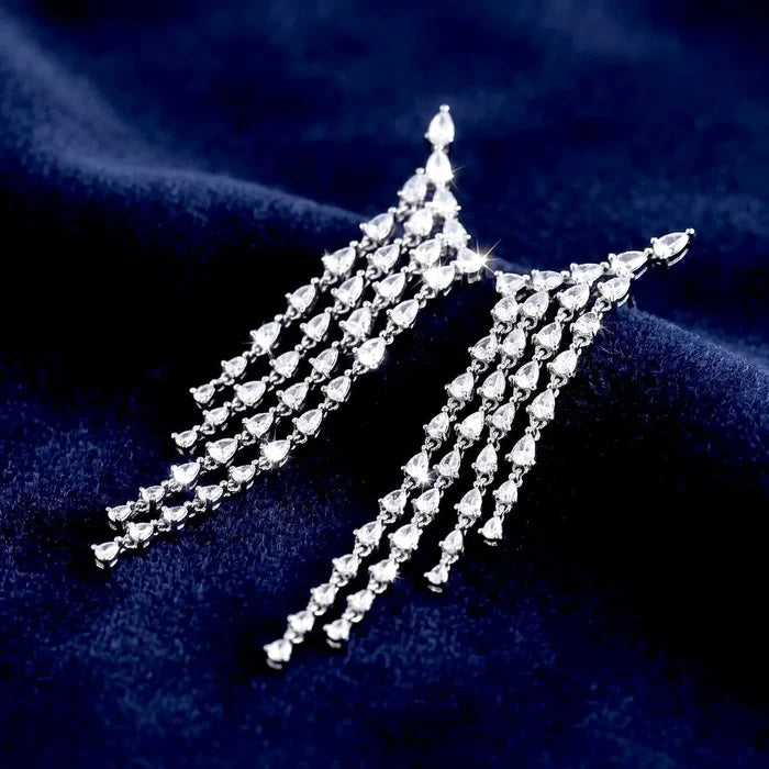 Cascading CZ Bridal Earrings | Elegant Statement Wedding Earrings