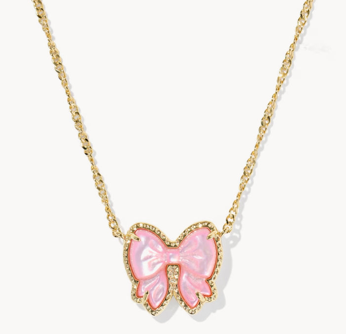 Kendra Scott Haley Bow Short Pendent Necklace: Gold Blush