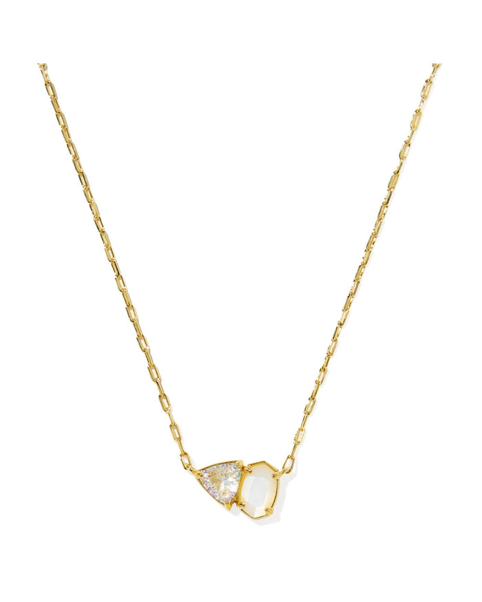 Kendra Scott Tatum Short Pendant Necklace: Gold White