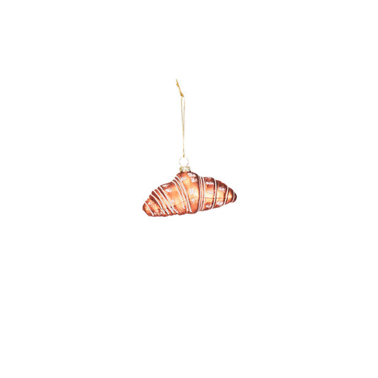 Kerstversiering - Kersthanger - Croissant - Glas - Bruin - 9,5x5x4,5cm