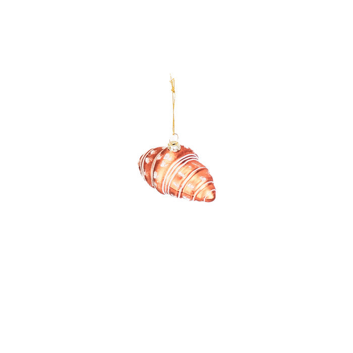 Kerstversiering - Kersthanger - Croissant - Glas - Bruin - 9,5x5x4,5cm