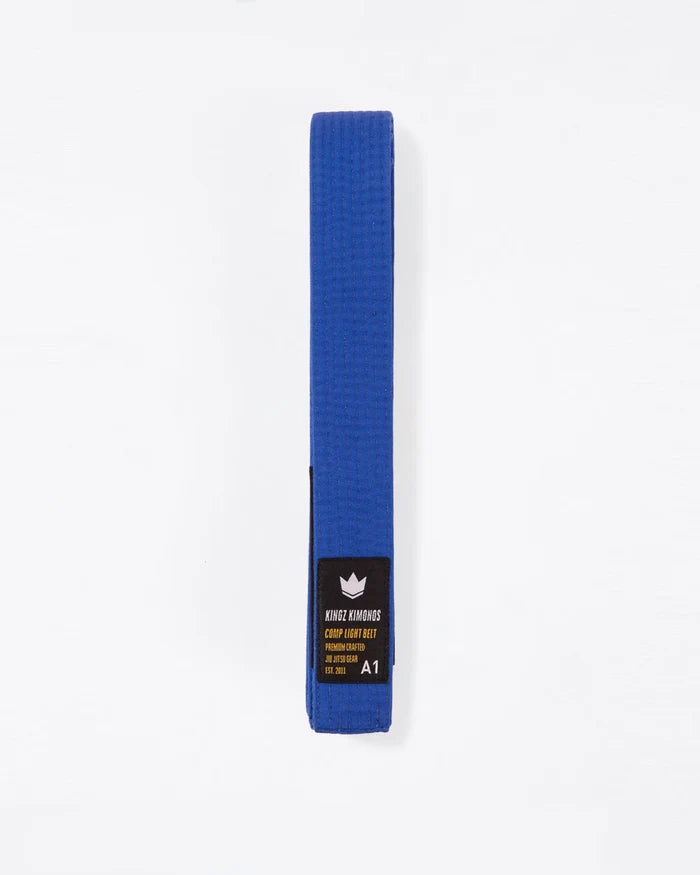 Kingz Comp Light Belt - Blue Belt Full View - Lightweight Premium Crafted BJJ Rank Belt