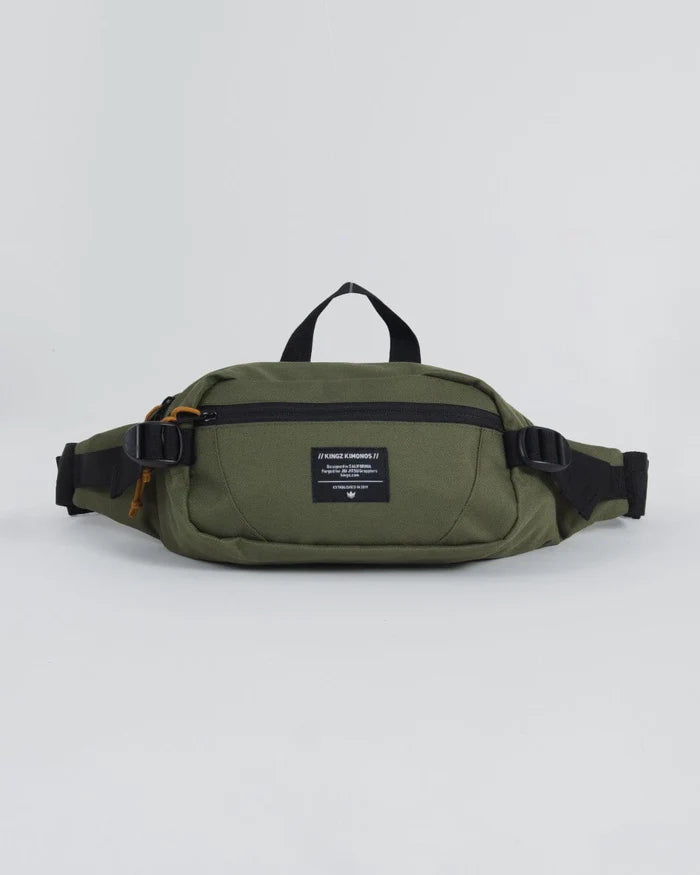 Kingz Cross Body Bag Military Green - Alternate Front View - Hip Pack KINGZ Kimonos Badge BJJ Fanny Pack