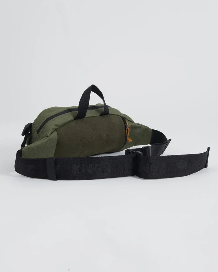 Kingz Cross Body Bag Military Green - Back Top View - KINGZ Strap Handle BJJ Hip Pack Detail