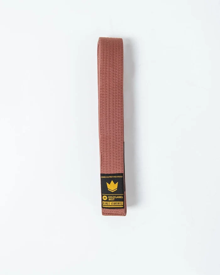 Kingz Gold Label V2 Jiu Jitsu Belt - Brown Belt Full View - Premium BJJ Rank Belt