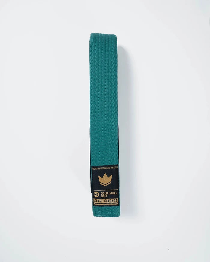 Kingz Gold Label V2 Kids Belt - Green Solid Color - Youth BJJ Rank Belt Brazilian Jiu-Jitsu