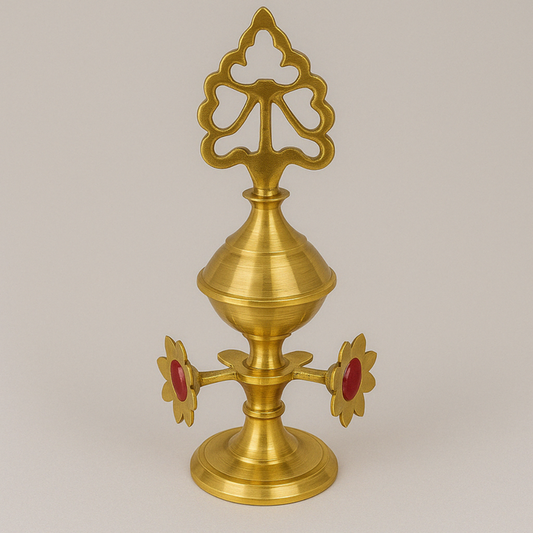 Kohl Makhalah – Traditional Brass Mabkhara with Red Gem Accents