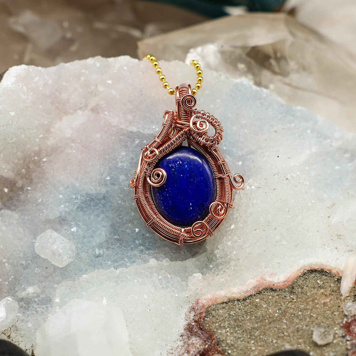 Lapis Lazuli Wire Wrap Crystal Pendant - Ancient Wisdom