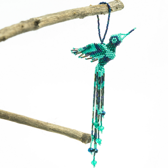 Large Hummingbird Seed Bead Handmade Ornament - Guatemala