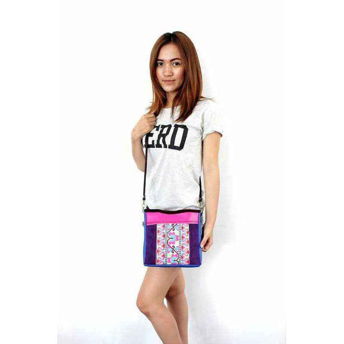 Leather Embroidered Crossbody Bag - Thailand