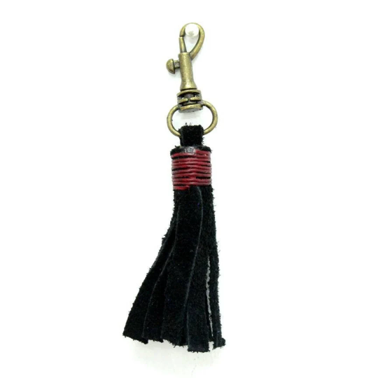 Leather Tassel Zipper Pull | Unisex Handmade Keychain in Minimal Boho Style | Thailand