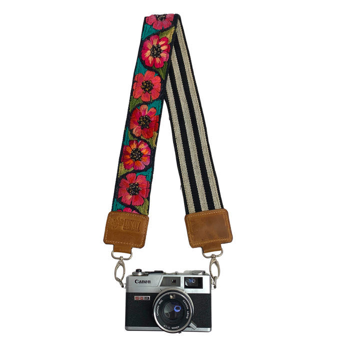 Leather Vintage Upcycled Purse | Camera | Guitar Strap - Guatemala