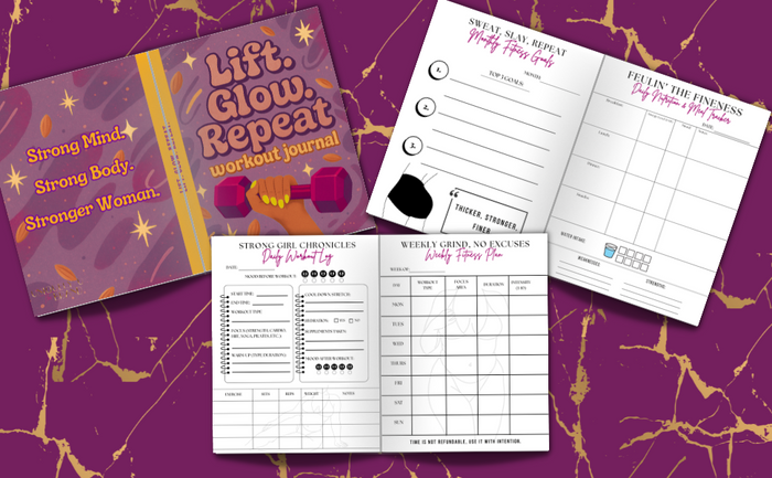 Lift. Glow. Repeat. Workout Journal