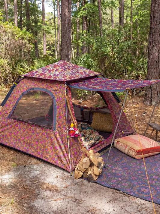 Live Happy Camping Tent - Lush Lilies Plum-view 1