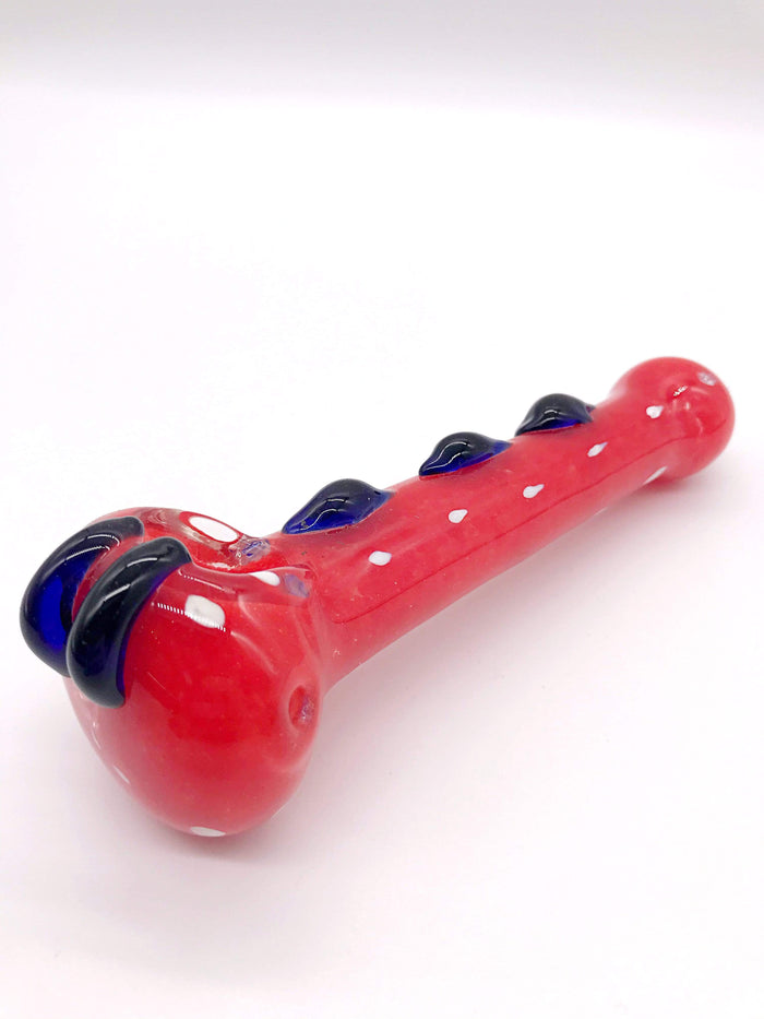 Smoke Station Hand Pipe Red Long Thick Red Spoon with Ridges Hand Pipe