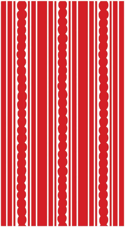 Lucy Grymes red stripe linen-feel paper guest towels set of 25 displayed on vanity