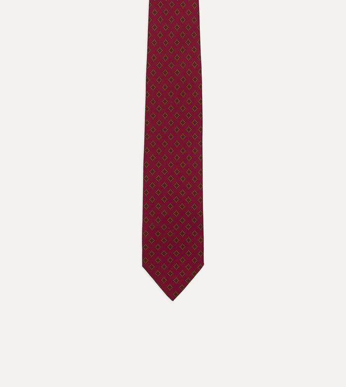 Magenta Diamond Medallion Self-Tipped Silk Tie