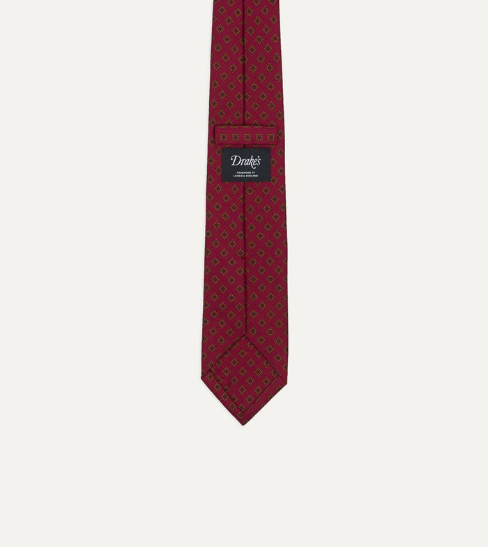 Magenta Diamond Medallion Self-Tipped Silk Tie