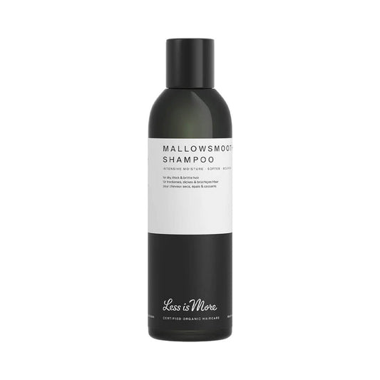200ml bottle Less is More Mallowsmooth Shampoo, an intensive moisture shampoo for dry and brittle hair.