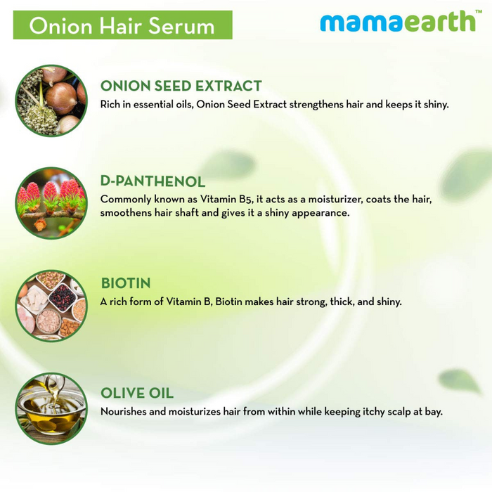 Mamaearth Onion Hair Serum with Onion & Biotin for Strong Frizz-Free Hair 100 ml