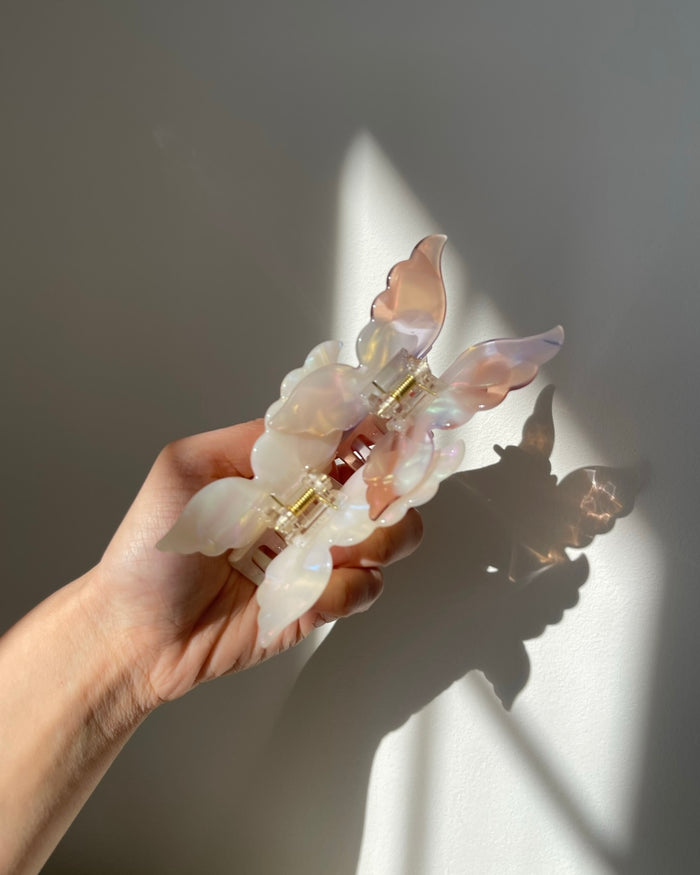 Marble Butterfly Clip SET