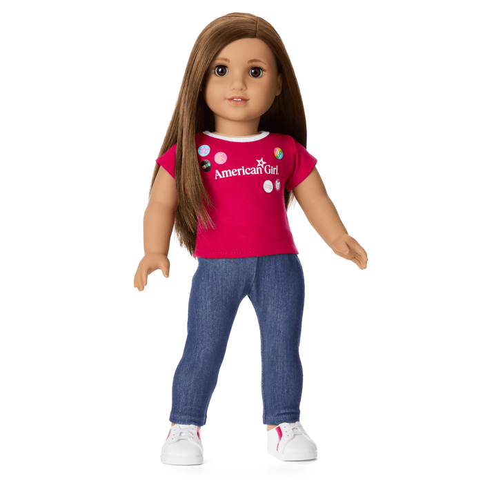 Matching AG™ Grin Pins Ringer Tee Set for Girls & 18-inch Dolls