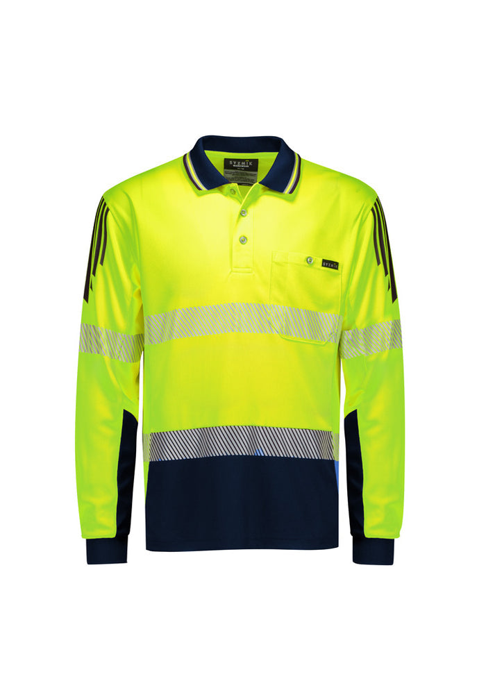 Mens Hi Vis Flux Segmented Tape Long Sleeve Polo ZH550