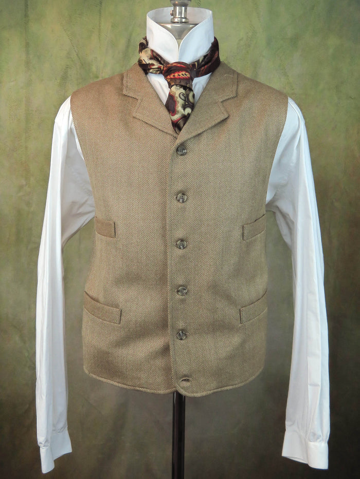 Men's Notch Vest - Camel Herringbone Limited Fabric #991