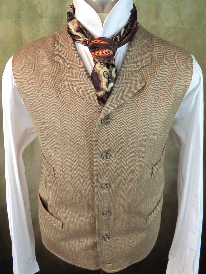Men's Notch Vest - Camel Herringbone Limited Fabric #991