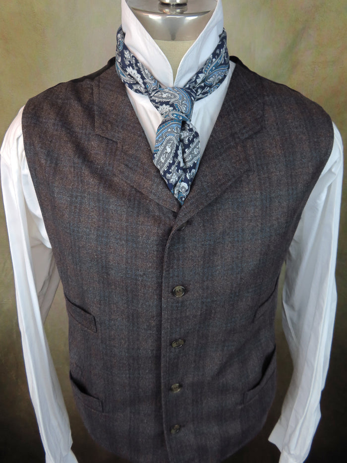 Men's Notch Vest - Cimarron Red and Dark Blue Plaid
