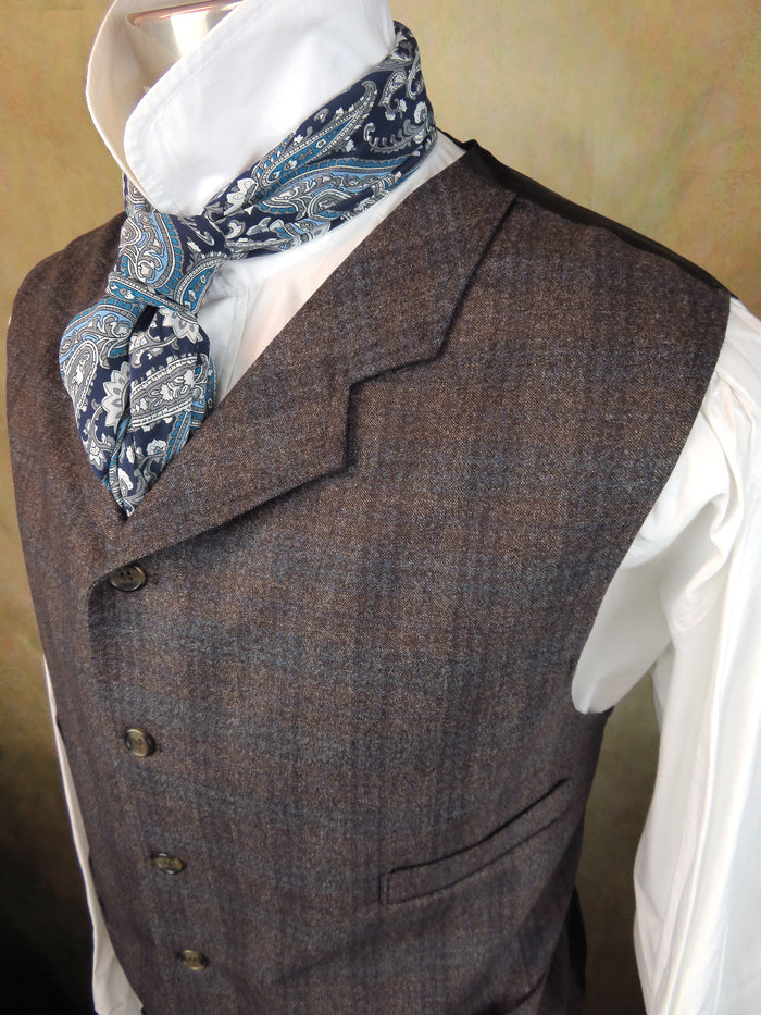 Men's Notch Vest - Cimarron Red and Dark Blue Plaid
